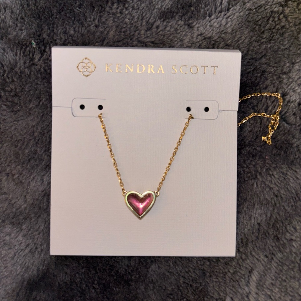 Kendra Scott Gold Necklace with Pink Heart Pendant